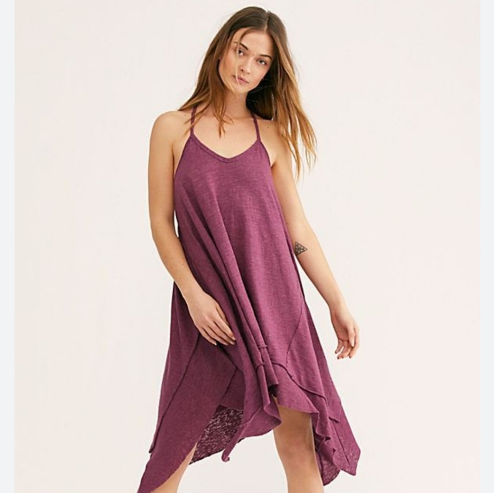 We The Free Hibiscus Tunic Jersey Knit Dress Women's Small Dark Pink